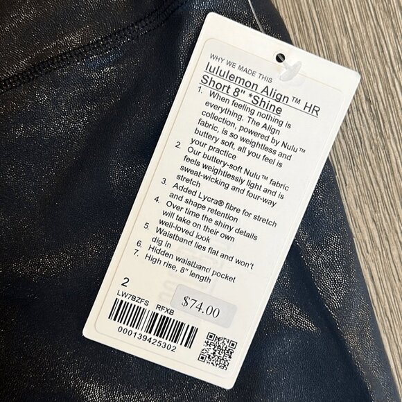 Lululemon Align High-Rise Short 8" Shine size 2 NWT Radiate Foil Print Black - Picture 2 of 3